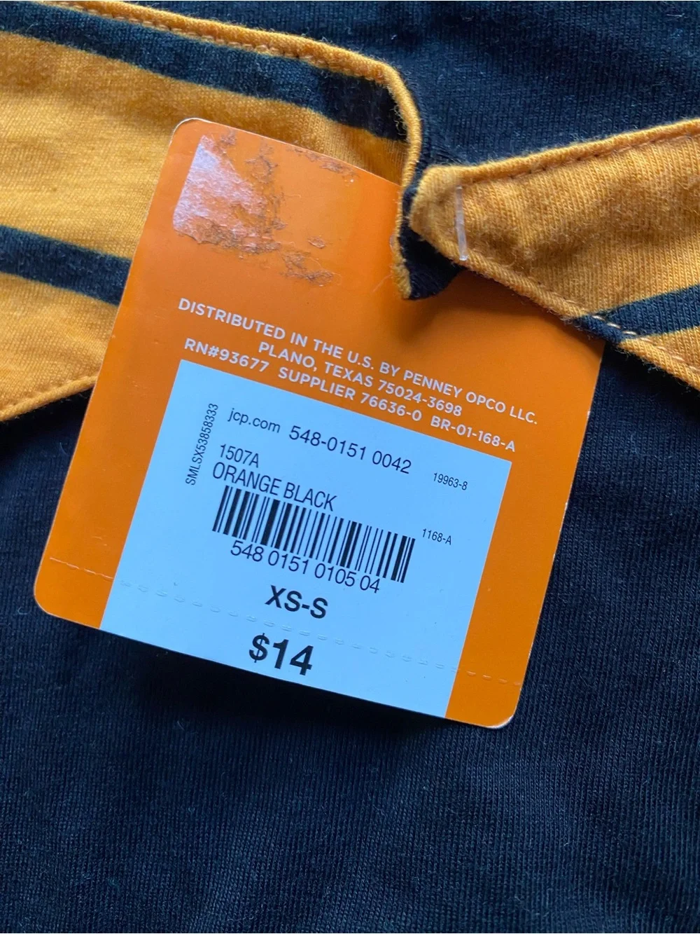 New Hope & Wonder Halloween Dog Orange & Black Stripe Scarf XS-S